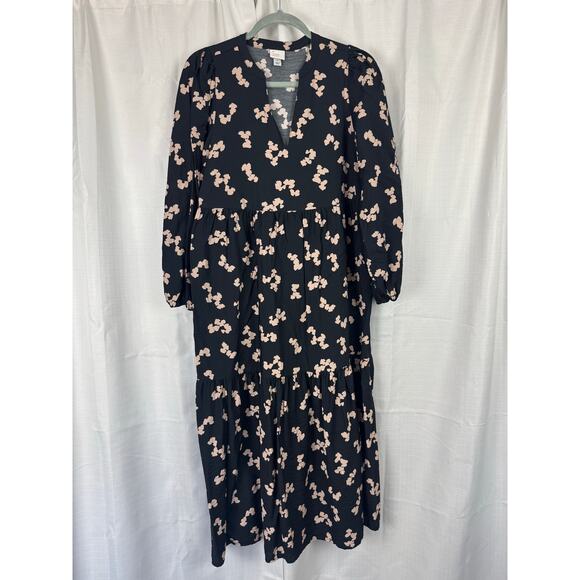 a new day Dresses & Skirts - A New Day Floral Midi Dress Cottagecore Boho Tiered Long Sleeve